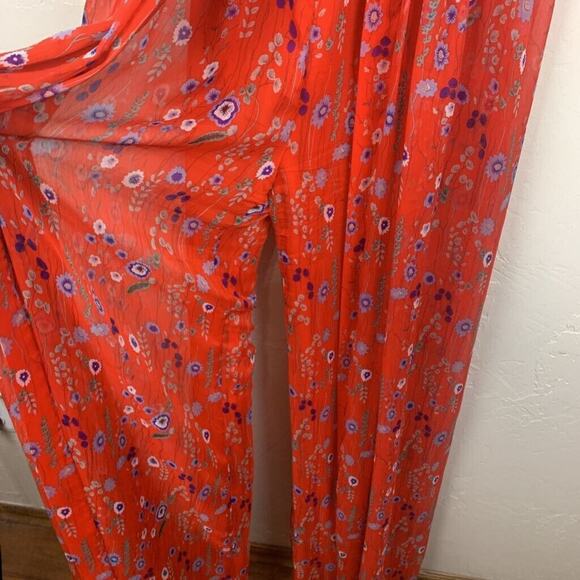 Alexis Jumpsuit Size Small Orange Floral Janina Drawstring Waist Halter - Picture 4 of 8